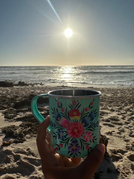 Multi 6x Pansy 450ml Hand Painted Camping Mugs