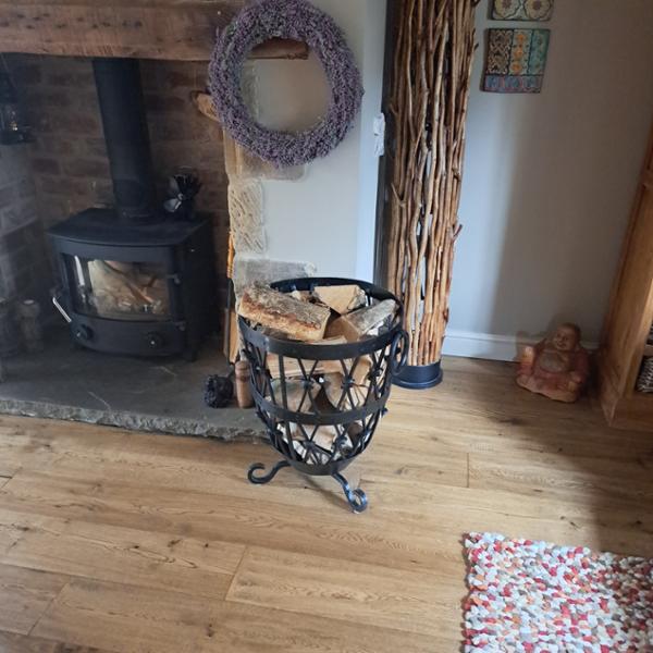 Wrought iron log basket