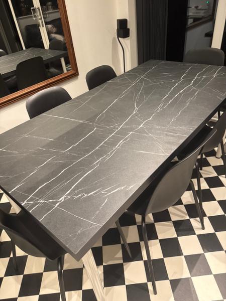 40mm Black Pietra Grigia Marble Solid Laminate Table top