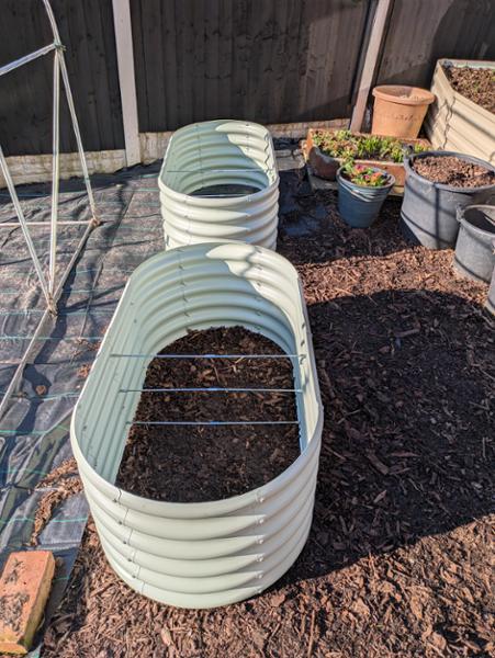 Superb raised garden beds, with cross members for support