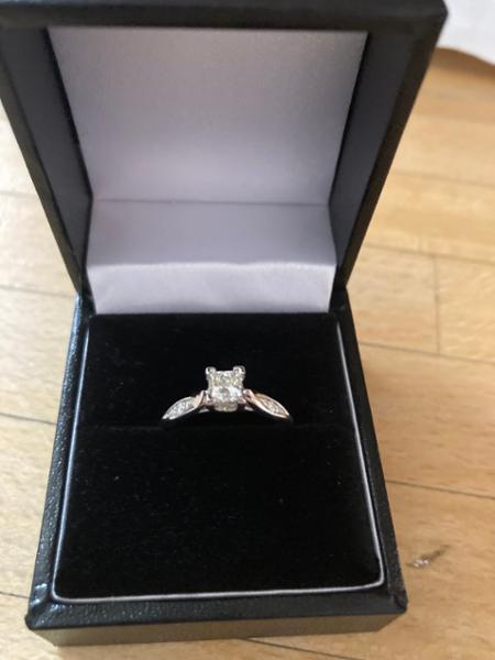Princess Cut Diamond Solitaire with Diamond Set Shoulders