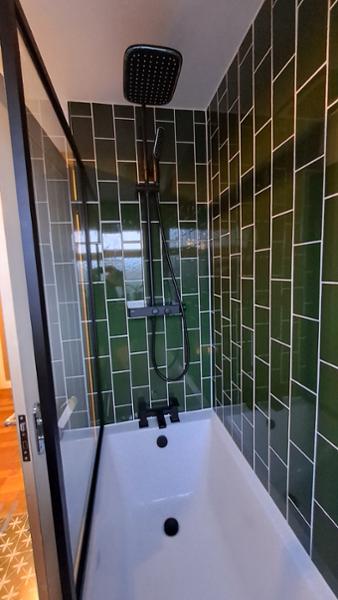 Triton Black Push-Button Bar Diverter Mixer Shower - Thermostatic, Dual Outlet