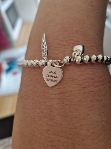 Sterling Silver Engraved Memorial Bracelet With Prints