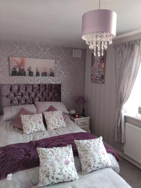 Modern Lilac Satin Fabric Pendant Light Shade with Transparent Acrylic Droplets
