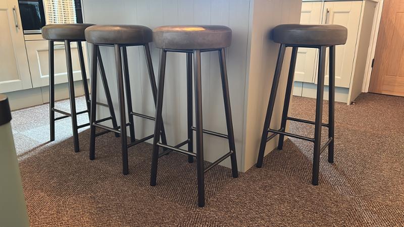 Rick Hyde - Round Frame Bar Stool with Leather Seat