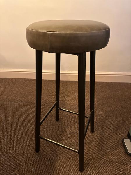 Rick Hyde - Round Frame Bar Stool with Leather Seat