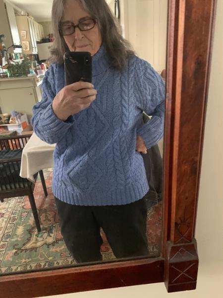 Turtleneck Aran Sweater Blue