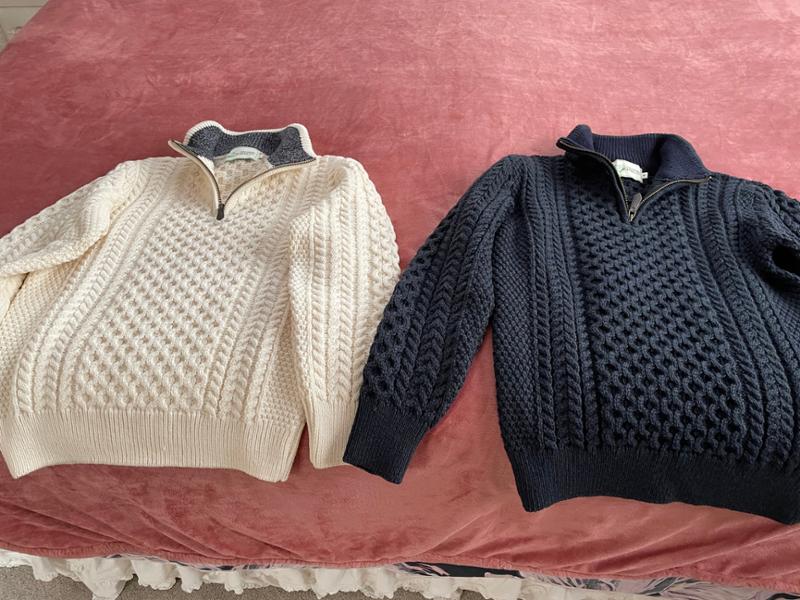 Mens Aran Half Zip Neck Sweater Blackwatch-S 1