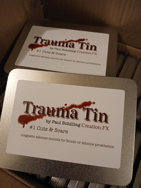 Silver Rectangular Stationery Tins with Hinged Lid
