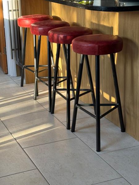 Trippie Hyde - Three Legged Bar Stool with Leather Seat