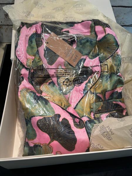 Their Nibs, Womens Satin Frill Pyjamas Pink 30s Palms, M