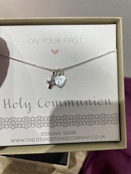 Sterling Silver Junior Crucifix Necklace With Engraved Dinky Heart Charm