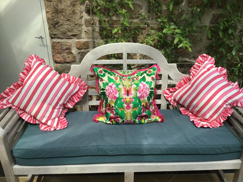 Ikebana Damask Fuchsia Cushion