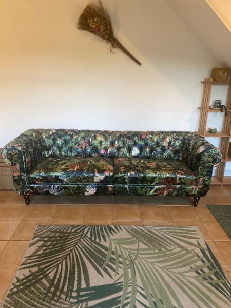 Green Nature Pattern Patchwork 3 Seater Chesterfield Sofa TORO