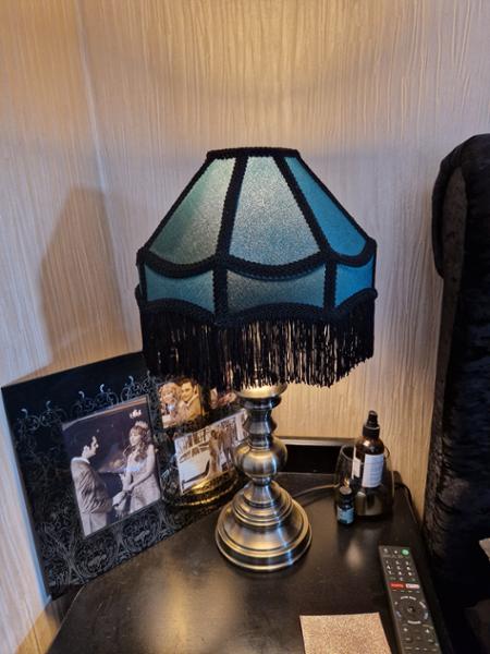 Traditional Victorian Empire Lampshade in Dark Emerald Velvet with Tassels