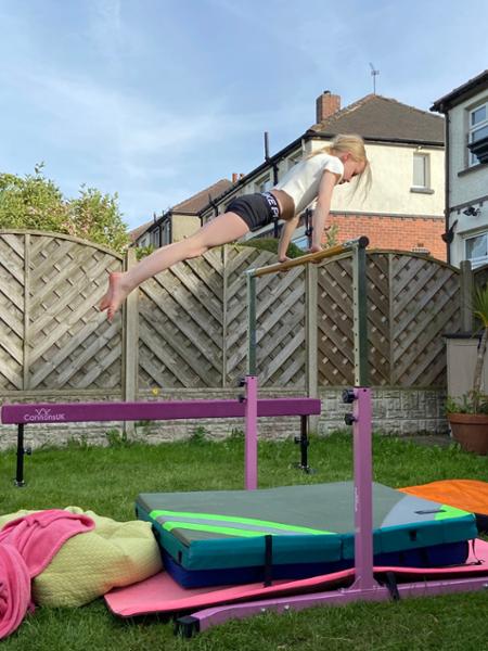 Cannons UKGymnastics Bar Junior Training Bar Adjustable Height Kip Bar - Pink 23.0 Kg