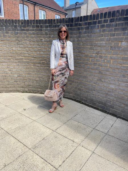 Womens Brown Marble Print Midi Dress