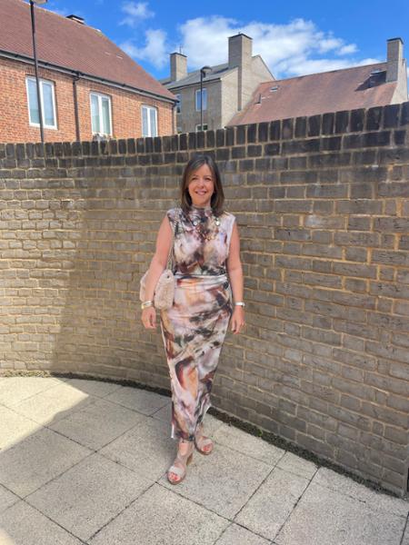 Womens Brown Marble Print Midi Dress
