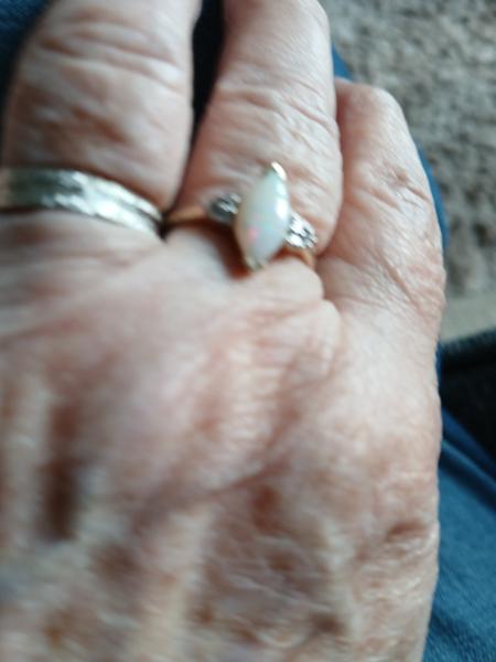 Size N to O Coober Pedy Opal & White Zircon 9K Gold Ring ATGW 1ct