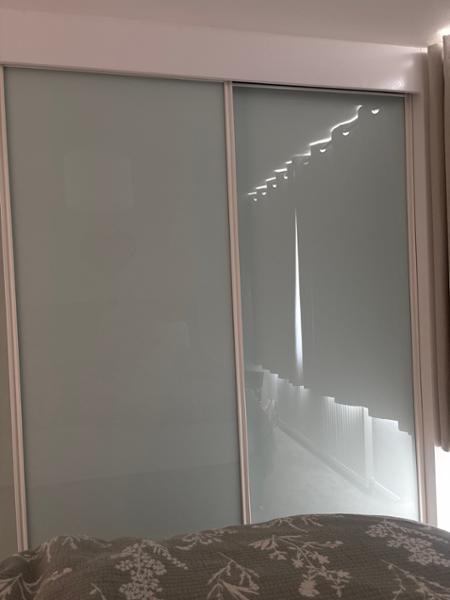 SpacePro Classic WHITE Framed ARCTIC WHITE GLASS Sliding Wardrobe Door Kits - All sizes
