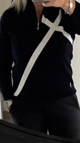 Ladies Zip Neck Saltire Cross Cotton Golf Sweater