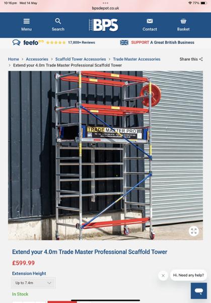 Set of 4 Outriggers for your Trade Master Professional Scaffold Tower
