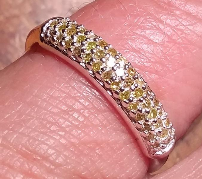 Size N to O 1/4ct Yellow Diamond Sterling Silver Ring