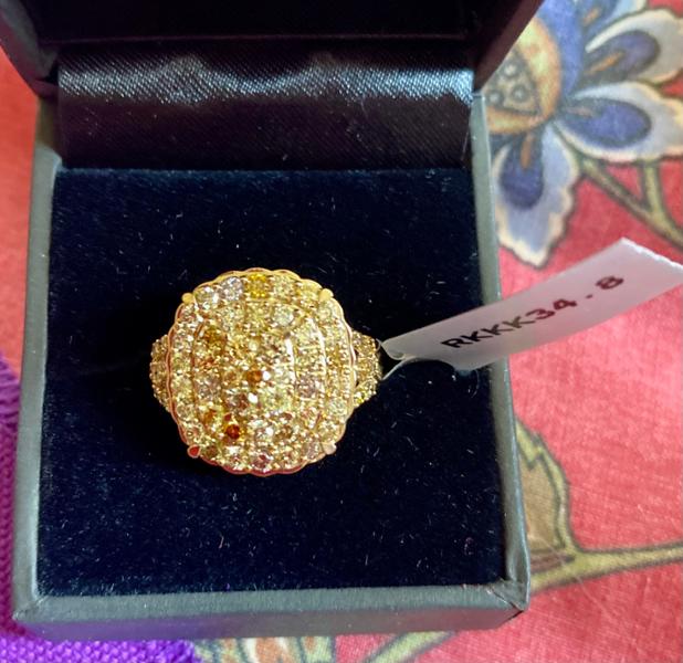Size P to Q 1.50cts Multi-Colour Natural Brazilian Diamond 9K Gold Ring