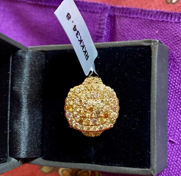 Size P to Q 1.50cts Multi-Colour Natural Brazilian Diamond 9K Gold Ring