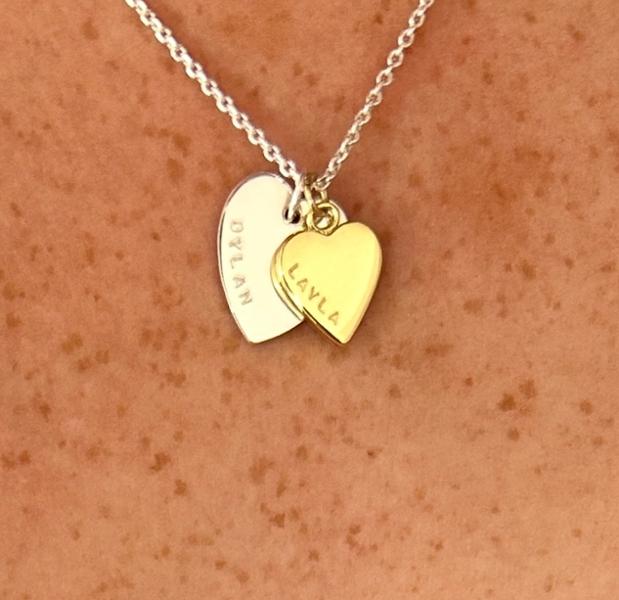 Personalised Double Heart Charm Necklace