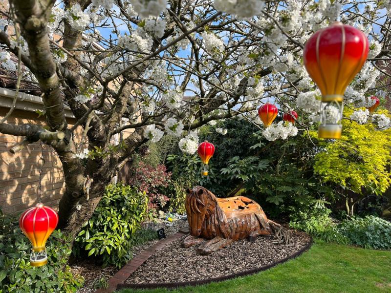 Flame Red Hanging Solar LED Large Hot Air Balloon 58cm