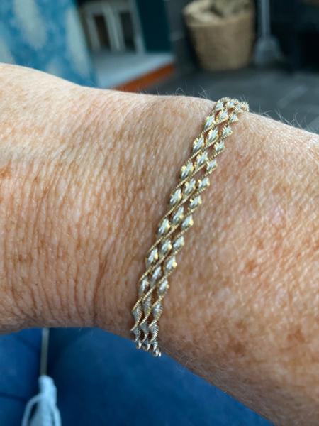 7.5" Two Tone Sterling Silver Altro Twisted Herringbone Bracelet 2.00g