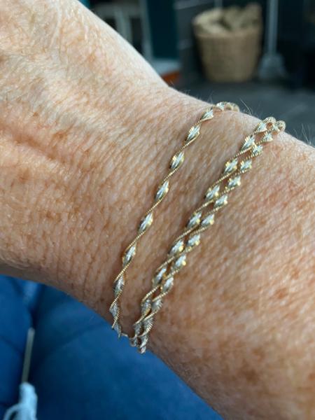 7.5" Two Tone Sterling Silver Altro Twisted Herringbone Bracelet 2.00g