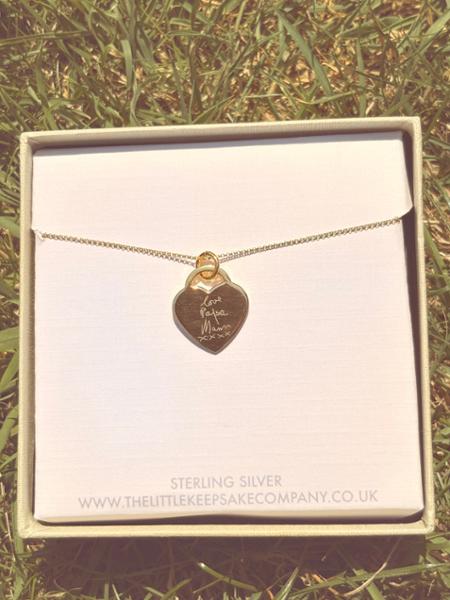Yellow Gold Vermeil Handwriting Heart Necklace