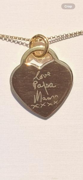 Yellow Gold Vermeil Handwriting Heart Necklace