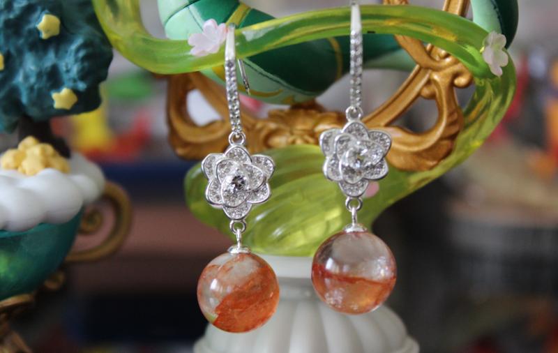 Fire Quartz and White Topaz Sterling Silver Earrings ATGW 25.81cts