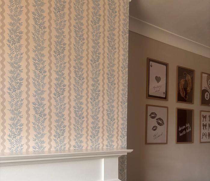 Foliage Stripe Wallpaper Neutral / Blue Holden 13961 SAMPLE