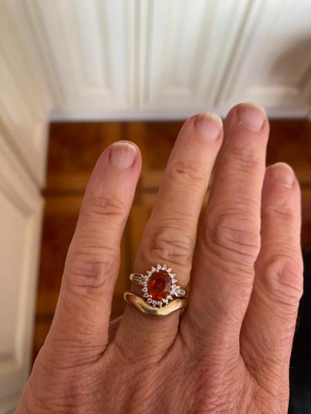 Size J to K Natural Tangerine Garnet & White Zircon 9K Gold Ring ATGW 2cts