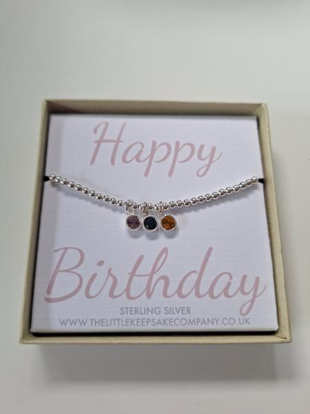 Sterling Silver Family Birthstone Clasp Bracelet