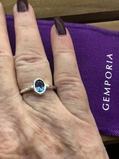 Size L to M  0.90cts London Blue Topaz Sterling Silver Ring