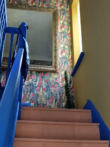 Delphinium Floral Forest Textured Vinyl Wallpaper Blue / Pink Grandeco A74602