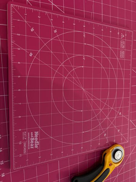 Needle and Bear Rotating Cutting Mat Pink 12" x 12"
