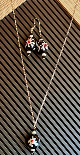 African Pattern Hand Painted Glass Beads, Approx 16x18mm, 10pcs