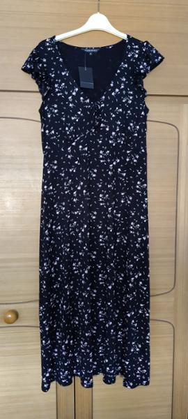 Womens Black Floral Frill Sleeve Midi Dress