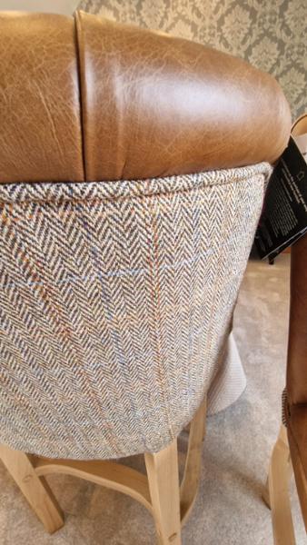 Parker Bar Stool - Fast Track - Brown Leather and Thorn Tweed - Loom Loft Furniture & Interiors