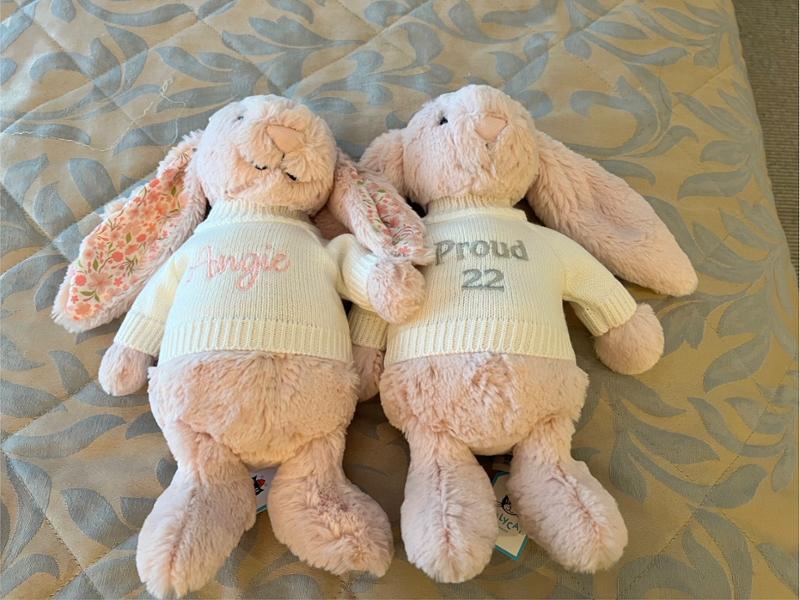 Personalised Jellycat blush pink bashful bunny soft toy