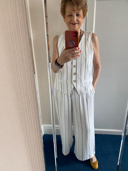 Womens White Stripe Linen Blend Culotte Trousers