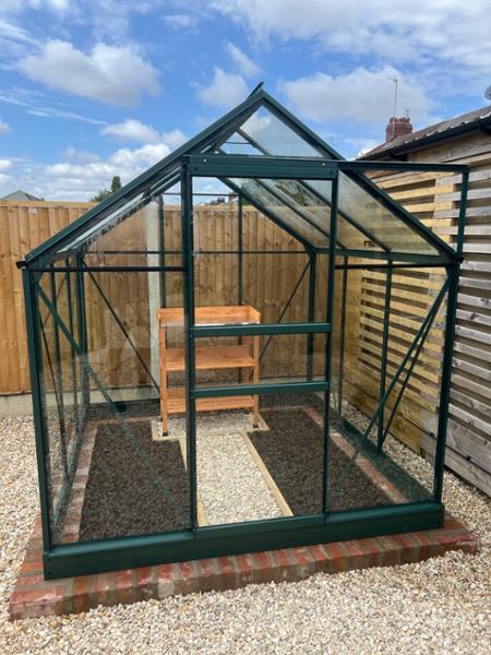 6 x 8 Aluminium Lean To Greenhouse, Polycarbonate and Base Plinth