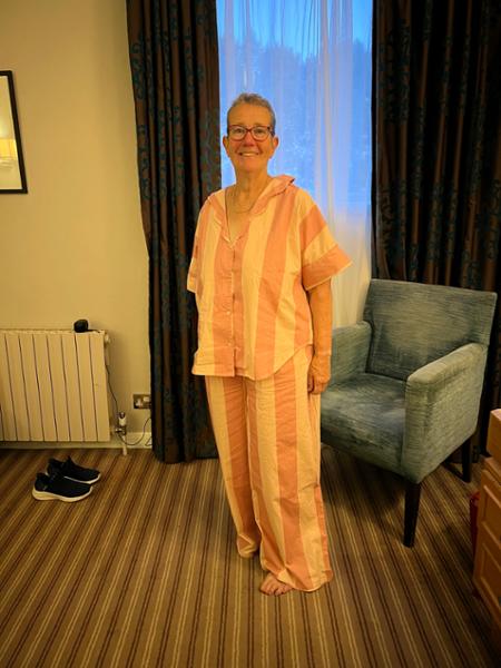 Womens Cotton Oversized Pyjamas Pink Stripe