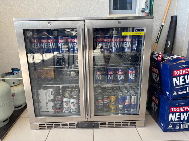 Rhino Stainless Steel 2 Door Heated Glass Bar Fridge